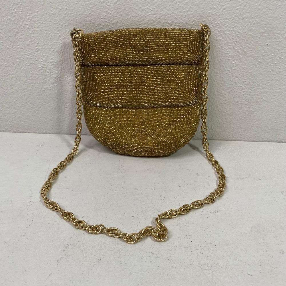 Walborg Vintage Gold Beaded Evening Bag Cocktail Purse 50s Glam